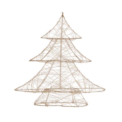 ECD Germany LED-deco kerstboom met 20 warmwitte LED's, 30 cm hoog, gemaakt van metaal, goud