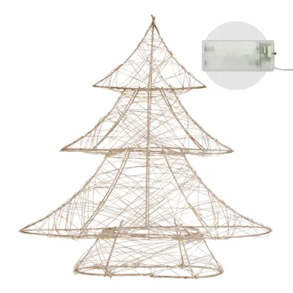 Sapin de Noël ECD Germany Décoratif à 20 LED Blanc Chaud, 30 cm de Haut, Métal, Doré 5