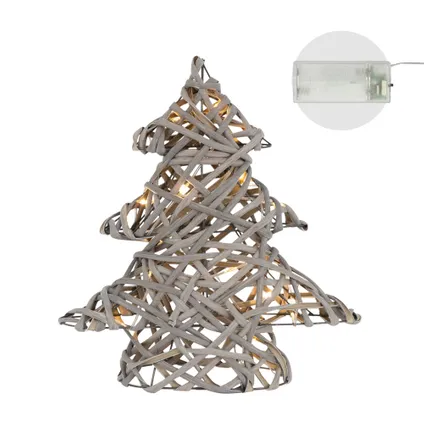 ECD Germany LED-deco kerstboom met 15 warmwitte LED's, 30 cm hoog, rotan metaal 5