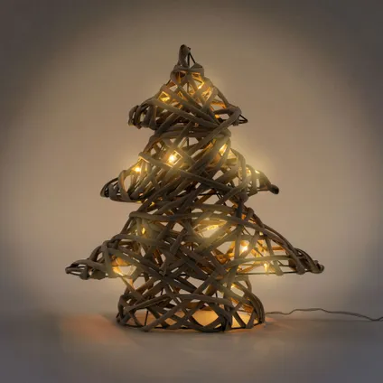 ECD Germany LED-deco kerstboom met 15 warmwitte LED's, 30 cm hoog, rotan metaal 6