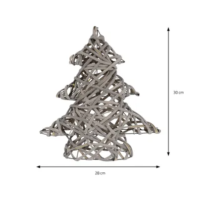 ECD Germany LED-deco kerstboom met 15 warmwitte LED's, 30 cm hoog, rotan metaal 7