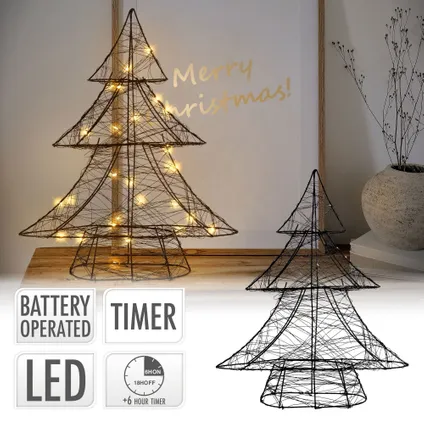 ECD Germany LED-deco kerstboom met 30 warmwitte LED's, 40 cm hoog, metaal 2