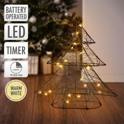 ECD Germany LED-deco kerstboom met 20 warmwitte LED's, 28x30 cm, metaal 2