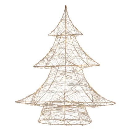 ECD Germany LED-deco kerstboom met 30 warm witte LED's, 40 cm hoog, metaal, goud 3