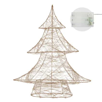 ECD Germany LED-deco kerstboom met 30 warm witte LED's, 40 cm hoog, metaal, goud 5