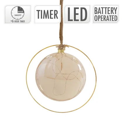 ECD Germany LED Kerstbal Ø 18 cm, 40 LEDs warm wit, aan 80 cm touw, goud 5