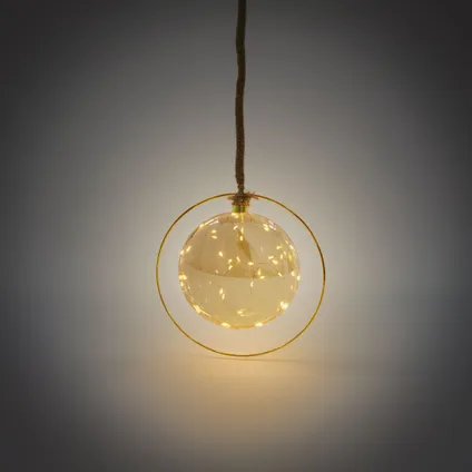 ECD Germany LED Kerstbal Ø 18 cm, 40 LEDs warm wit, aan 80 cm touw, goud 6