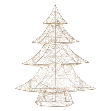 Sapin de Noël ECD Germany Décoratif à 50 LED Blanc Chaud, 60 cm de Haut, Métal, Doré