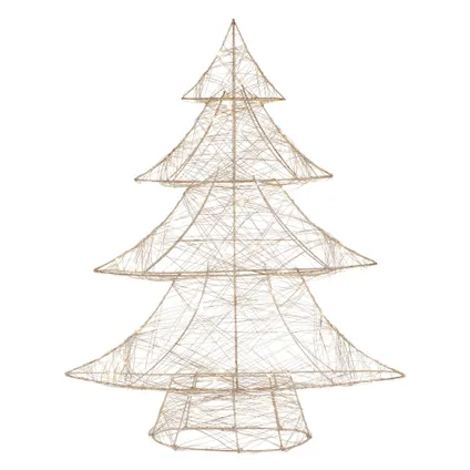 ECD Germany LED-deco kerstboom met 50 warmwitte LED's, 60 cm hoog, metaal, goud