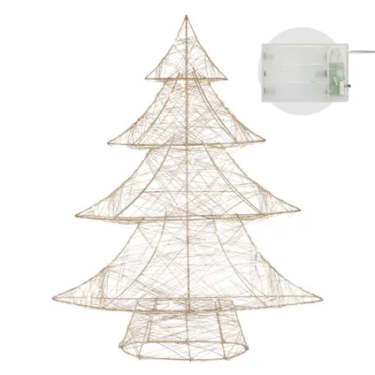 ECD Germany LED-deco kerstboom met 50 warmwitte LED's, 60 cm hoog, metaal, goud 5