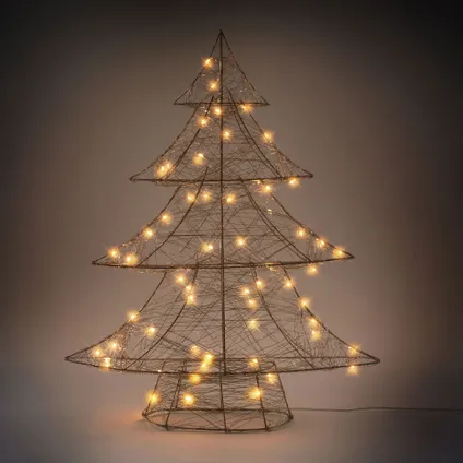 ECD Germany LED-deco kerstboom met 50 warmwitte LED's, 60 cm hoog, metaal, goud 6