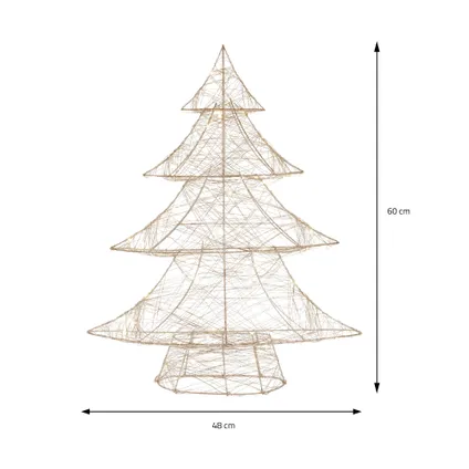 ECD Germany LED-deco kerstboom met 50 warmwitte LED's, 60 cm hoog, metaal, goud 7