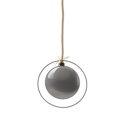 Boule de Noël ECD Germany LED Ø18 cm sur Corde de 80 cm, Blanc Chaud, Noir, en Verre avec 40 LED