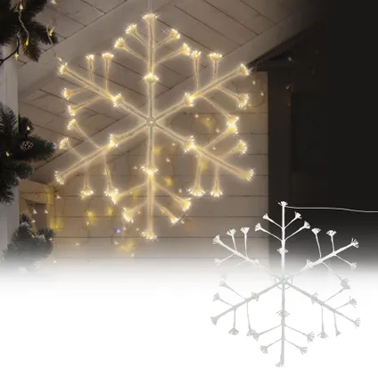 ECD Germany LED Snowflake met 288 warm witte LED's, 87cm, IP44 waterdicht 2