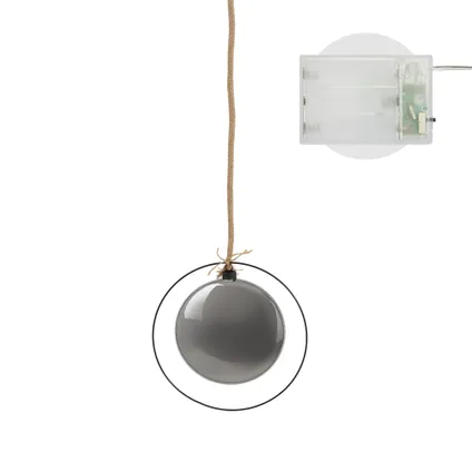 ECD Germany LED kerstbal Ø15cm aan 80cm touw, glow bal om op te hangen, warm wit, zwart 3