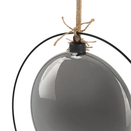 ECD Germany LED kerstbal Ø15cm aan 80cm touw, glow bal om op te hangen, warm wit, zwart 4