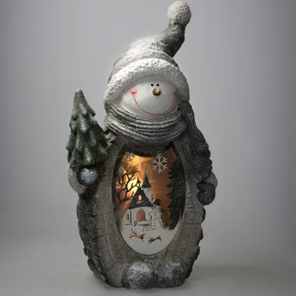 Figurine de Bonhomme de Neige ECD Germany avec Éclairage LED, 52 cm, Blanc Chaud 6