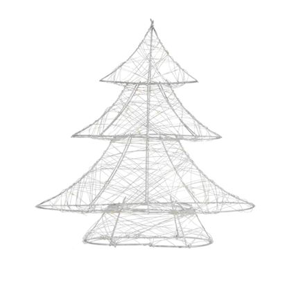 Arbre de Noël ECD Germany Décoratif 20 LED Blanc Chaud, 30cm de Haut, Métal, Argenté