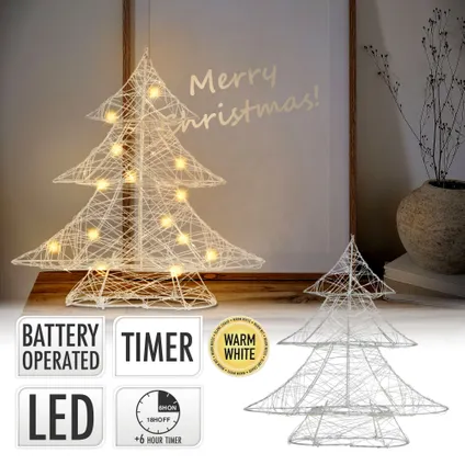 ECD Germany decoratieve LED-kerstboom met 20 warmwitte LED's, 30 cm hoog, van metaal 2