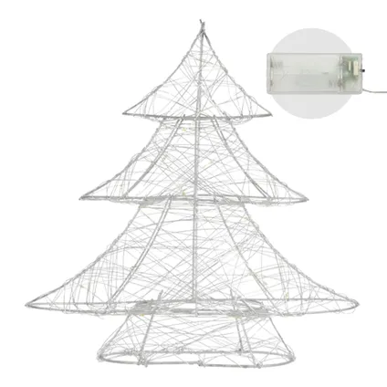 Arbre de Noël ECD Germany Décoratif 20 LED Blanc Chaud, 30cm de Haut, Métal, Argenté 5