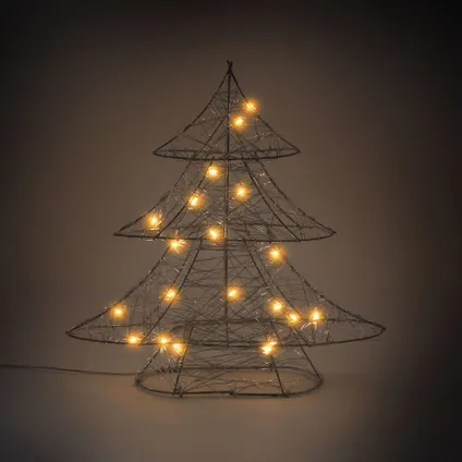 Arbre de Noël ECD Germany Décoratif 20 LED Blanc Chaud, 30cm de Haut, Métal, Argenté 6