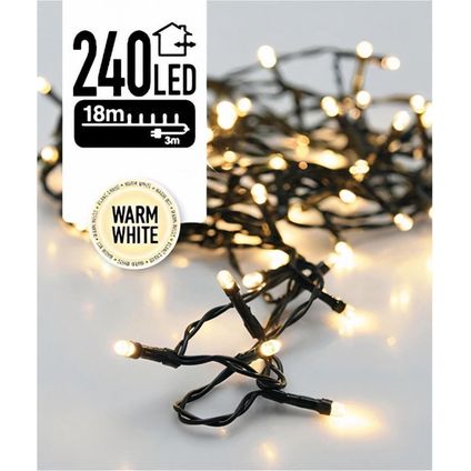 Éclairage de Noël 18 mètres 240 LED - Éclairage LED pour l'extérieur - blanc chaud