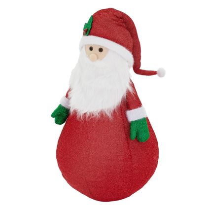 Père Noël XXL ECD Germany 10 LED avec Bonnet, Barbe et Gants, 60x60x140 cm, en Tissu