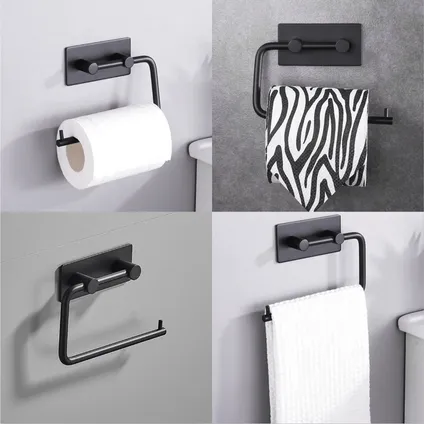 EAVY Porte-rouleau WC Sans Perçage - Auto-adhésif - Porte-papier Toilette en Inox Noir 8