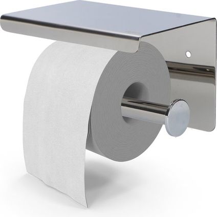 EAVY WC Porte-rouleau avec Étagère - Auto-adhésif / Sans Perçage / Perçage - Porte-papier Toilette - Chrome