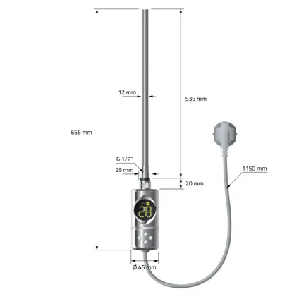 Radiateur électrique LuxeBath pour salle de bain Sahara 500x800 mm chromé 8