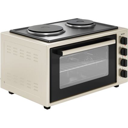 Wiggo WMO-E4562H(C) - Vrijstaande oven met kookplaat 2000W - 45 liter - Creme