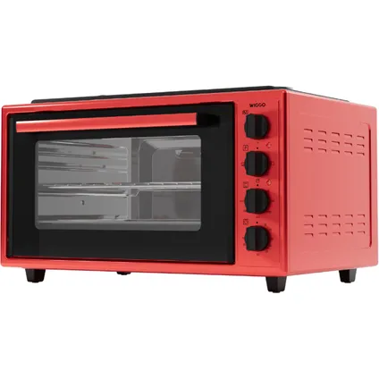 Wiggo WMO-E4562H(R) - Vrijstaande oven met kookplaat 2000 W - 45 liter - Rood 3