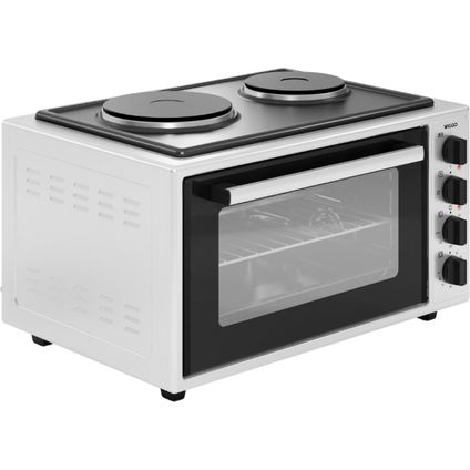 Wiggo WMO-E4562H(W) - Vrijstaande oven met kookplaat 2000 W - 45 liter - Wit