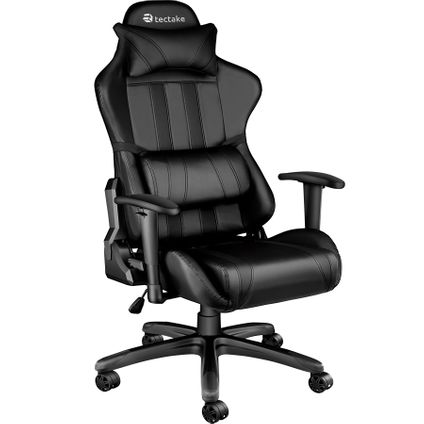 Tectake Gaming Chair Bureaustoel - Premium Racing - Zwart - Kunstleer - Verstelbaar