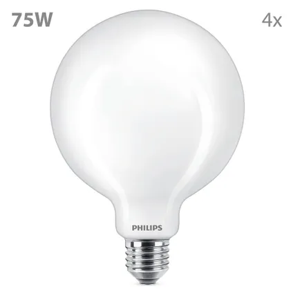 Philips LED Globe Lamp E27 - 75W - Warmwit Licht - 4 Stuks 3