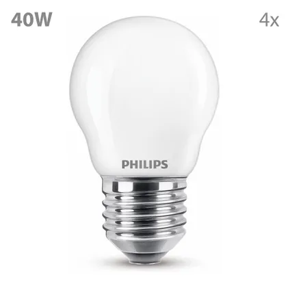 Philips LED KogellampE27 - 40W - Warmwit Licht - 4 Stuks 2