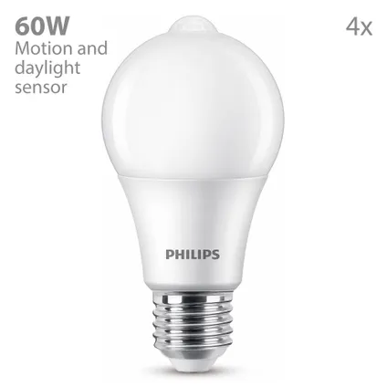 Philips Bewegingssensor LED Lamp E27 - Warm Wit Licht - 4 Stuks 2
