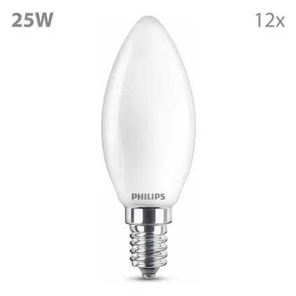 Philips LED Kaarslamp E14 -25W - Warmwit Licht - 12 Stuks 2
