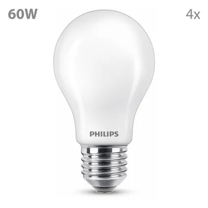 Philips LED Lamp E27 60W - Niet Dimbaar - Warmwit Licht - 4 Stuks 2