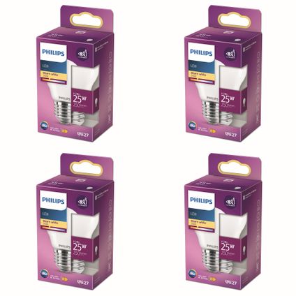 Philips Ampoule LED E27 - Non Gradable Blanc Chaud - 4 Pièces