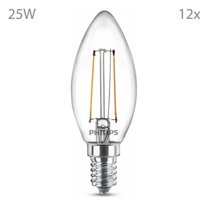 Philips LED Kaarslamp Transparant E14 - Warmwit Licht - 12 Stuks 2