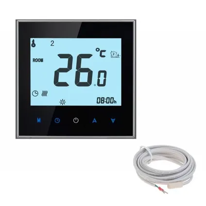QH - Chauffage au Sol Électrique - Avec Thermostat Soft Touch - Programmable 7 Jours - Noir - 0,5m² 75W 2