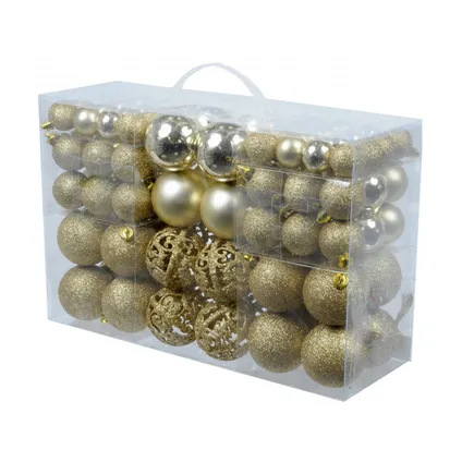 Kerstballen - 100st - mix - goud - kunststof - 3-4-6 cm 2