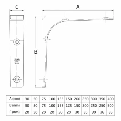AMIG Plankdrager/planksteun - metaal - bruin - H125 x B125 mm 5