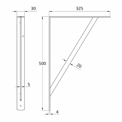 AMIG Plankdrager/steun - metaal - grijs - H500 x B325 mm 4