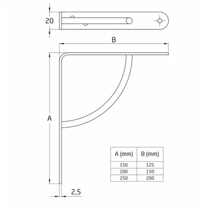 AMIG Plankdrager/steun - metaal - gelakt wit - H150 x B125 mm 3