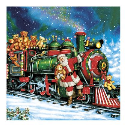 Maki kerst thema servetten - 20x st - 33 x 33 cm - kerstman trein