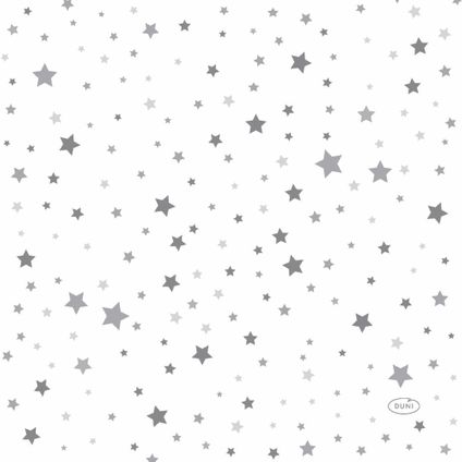 Duni kerst thema servetten - 20x st - 33 x 33 cm - wit met sterren