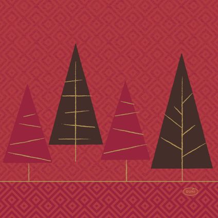 Duni kerst thema servetten - 20x st - 33 x 33 cm - met kerstbomen