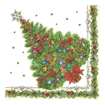 Maki kerst thema servetten - 20x st - 33 x 33 cm - kerstboom